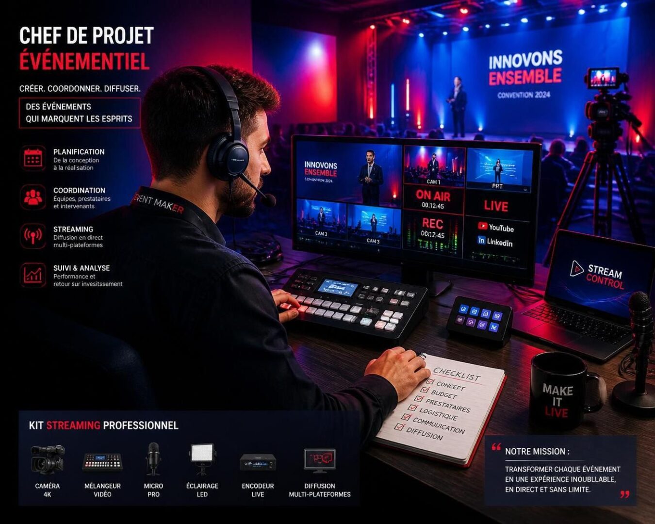 découvrez notre plan de secours streaming avec kit de continuité incluant 4g, encodeur et double audio pour garantir la stabilité et la qualité de vos diffusions en direct.