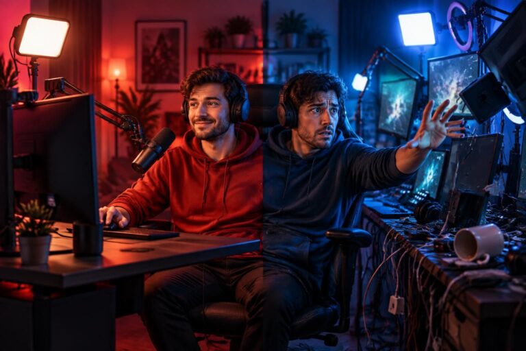 comparez un setup de streaming simple et fiable à une configuration complexe et fragile pour choisir le matériel adapté à vos besoins.